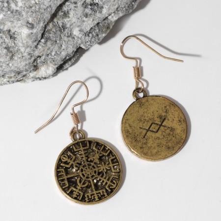 Earrings "Asgard" Symbols, color black gold-2