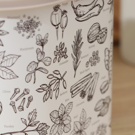Capacity for bulk products, 1.8 liters, with decor, beige color-1