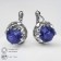 Earrings with rhinestones "Edel" circle, blue-violet color in silver