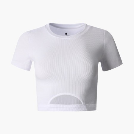 Women's T -shirt shortened, white color, size 46 (l)-4