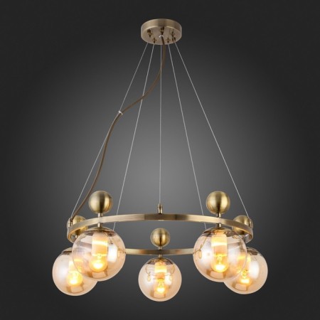 Suspended EVOLUCE lamp. Sle106303-05. Pechio. 5x60 watts, E27, 62x62x22 cm, bronze color-2