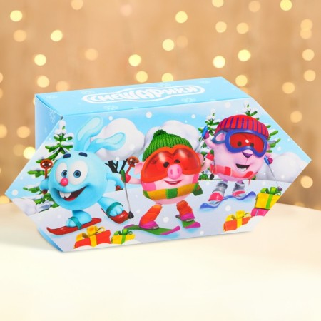 New Year. Gift box New Year's Enterprise Small "Smeshariki" License 9 x 5.8 x 12.8 cm (+8 cm).