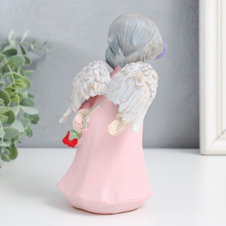 Souvenir Polystone "Angel with a rose, pouts a bubble" 8x8x18 cm-3