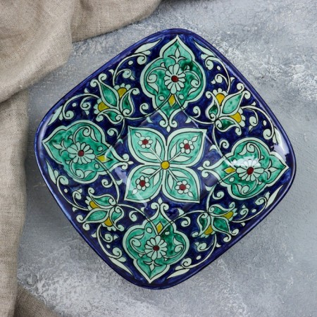 Salennik Rishtan ceramics "Flowers", 19 cm, blue-1