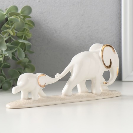 Souvenir ceramics "elephant with an elephant" 8x19x3.4 cm-3