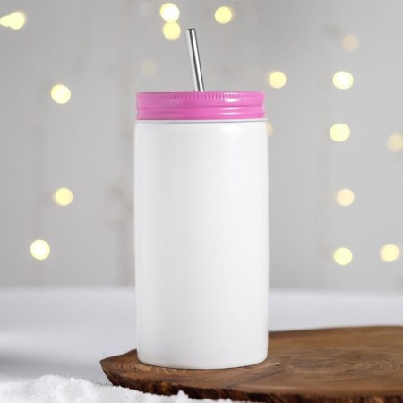 A glass with a tube "Winter will bring happiness", 480 ml-1