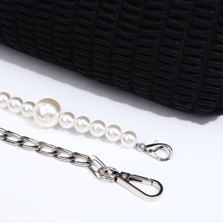 Baget bag with zipper, long belt, black color-6