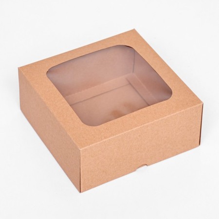 The box is folding, the lid is, with a window, craft, 15 x 15 x 6.5 cm,-1