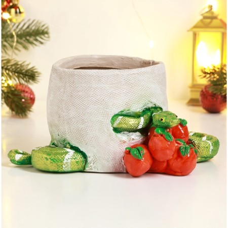 Figure pot "Snake with apples" color, 10x22cm-2