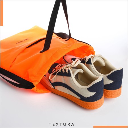 A bag for shoes with a pocket, textura, orange color-4