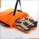 A bag for shoes with a pocket, textura, orange color