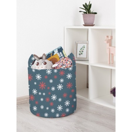 Basket for toys "Snowflakes on a blue background, size 35x35 cm