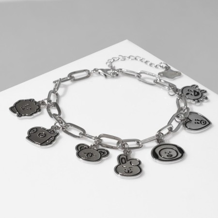 Bracelet "Chain with pendants" cartoons, color silver-1
