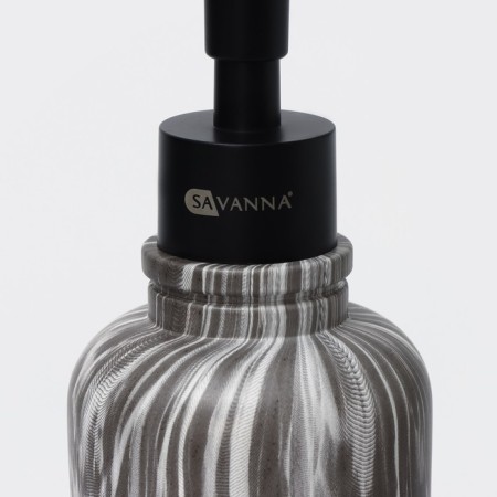 Savanna bathroom accessories set, 2 items: dispenser, glass, gray color.-4