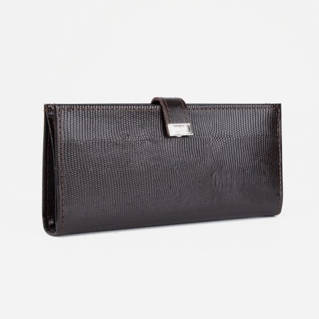 Women's wallet on the button, brown color
