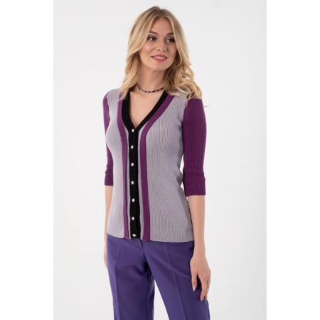 Cardigan Women Wisell, size 44, black color, purple-2