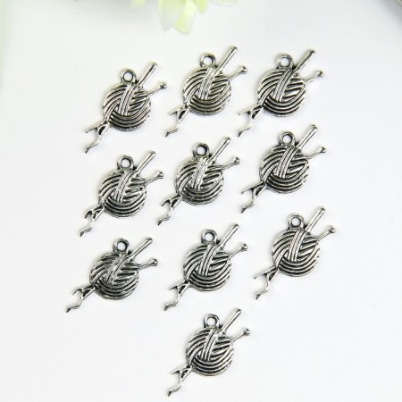Decor for creativity Metal "Blunker of the Yarn with Kitzers" silver 1.2x2.5 cm-2