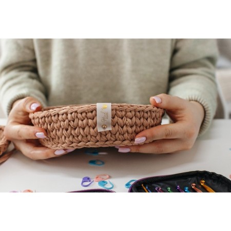 Tag with the "Hand Made" button, 8 × 1.8 cm, 10 pcs, matte/gold color-2