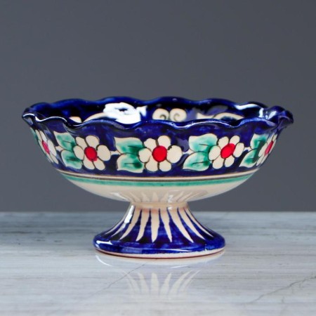Candy of Rishtan ceramics "Flowers", 13 cm, blue-1