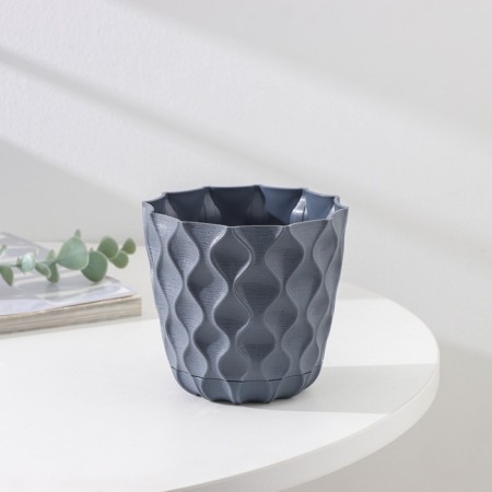 Pot for flowers with a “Wave” pallet, 0.65 l, d = 11.5 cm, color gray color-1
