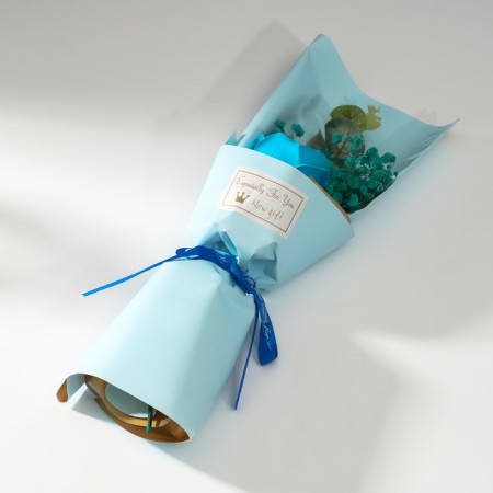 Bouquet of soap petals "Rose and eucalyptus" Blue 7.5x11x34.5 cm-3