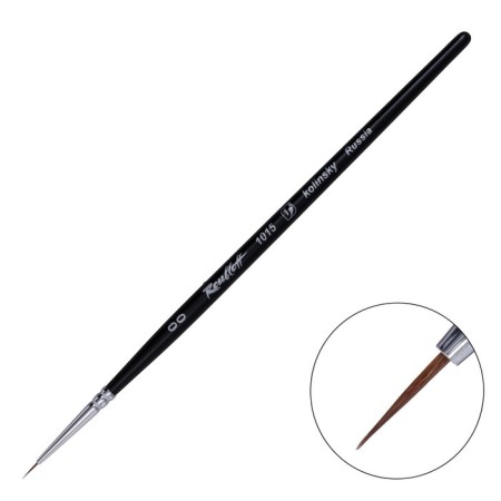 Brush of columns Round, RUBLOFF series 1015 No. 00, short handle, black matte/white clip
