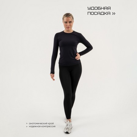 Rashgard women with long sleeve, basic, size XL (50), black color-1