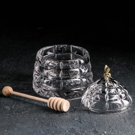 Crystal capacity for honey "Hive with a bee", 200 ml, h = 11.8 cm-3