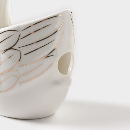Swan stand for cutlery, 5 items: stand 9 × 6.5 × 16.5 cm, 2 spoons, 2 forks, white color-4