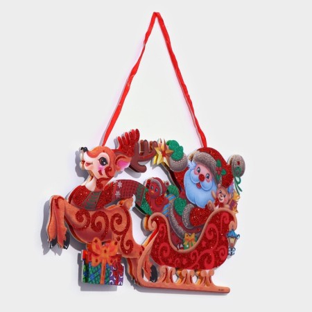 Decorative luminous jewelry (suspension) "Santa Claus on the sled" 20.5x37 cm-3