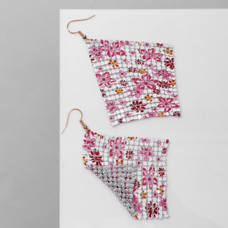 Hanging "rhombus" chain mail, cute flowers, colored, 9 cm-1