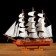 Survenger ship large "Krambole", side light wood, white sails, mix 57 × 9 × 49cm