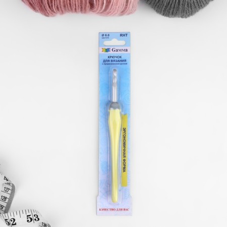 Knitting hook, with a rubberized handle, d = 6 mm, 14.5 cm
