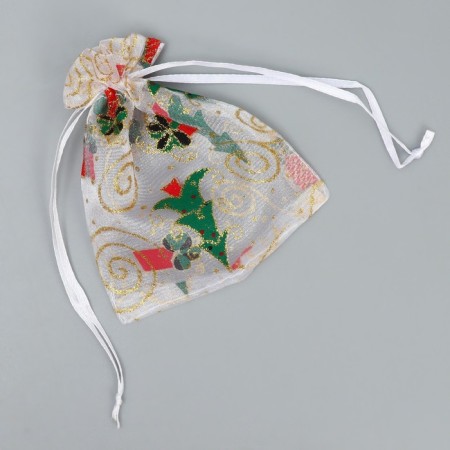 Bag Gift Organza "Golden Momns", 10 x 12 cm +/- 1.5 cm, New Year-3