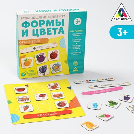 Developing magnetic game "Forms and colors", 3+
