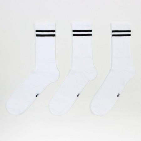 Set of men's socks (3 pairs), white color/stripes, size29-31