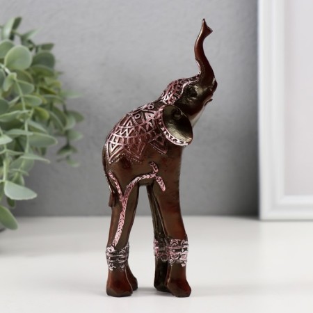 Souvenir Polystone "Elephant on Long Legs, Popon with silver patterns" 15x6.5x4 cm-5