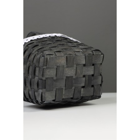 Wicker basket 22 x 17 x 11 cm, handle h = 16, gray with Bahram-6