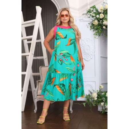 Sarafan female, size 52, turquoise color