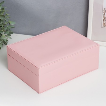 Casket to the leatherette for jewelry "Pink matte" 9x23x17 cm-6