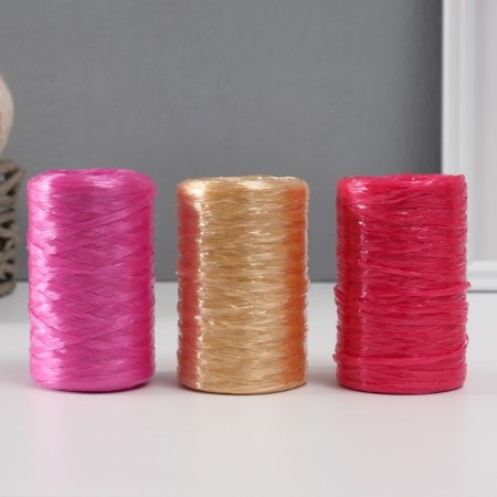 Yarn "for knitting washcloths" 100% polypropylene 400m/100 ± 10 g (set3 pcs. Zoloto, peony, ruby)