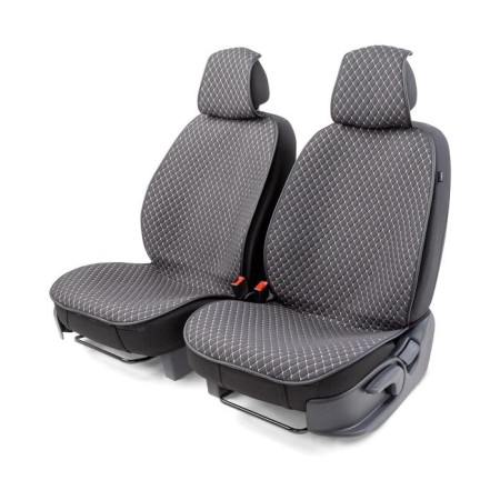 Caps on the front seats Car Performance, 2 pcs, fiberflax (soft flax), rhombus, ser./Gray