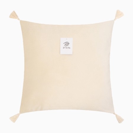 A set of decorative pillowcases Ethel with tassels, milk color, 45x45 cm - 2 pcs, polyester, velor-5