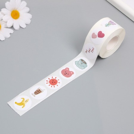 Stick Paper "Funny pictures" d = 2.5 cm 500 pcs in a roll 3x5x5.5 cm-3