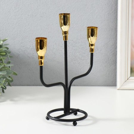 Summary Metal for 3 candles "Neptune" black with gold 19.8x9.7x22.3 cm-2