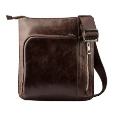 Male bag, lightning department, 2 outer pockets, adjustable belt, brown color