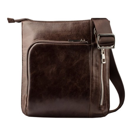 Male bag, lightning department, 2 outer pockets, adjustable belt, brown color