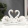 Souvenir ceramics "Two white swan in a pond" with gold, rhinestones 14 cm