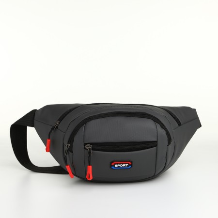 Lightning waist bag, 3 outer pockets, gray color-2