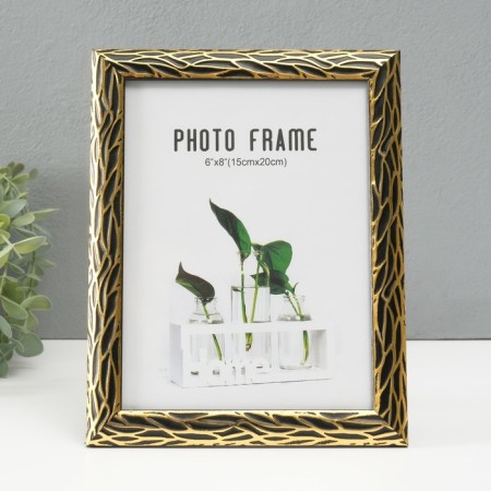 Photo frame plastic 15x20 cm "roots" black with gold 24x19 cm